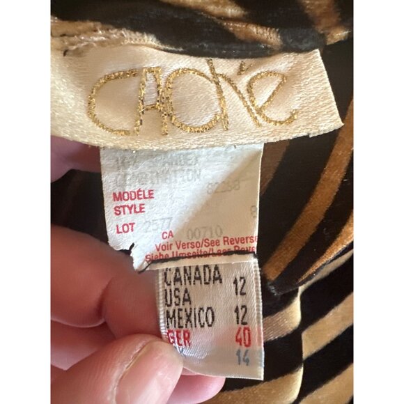 Cache Zebra Print Top & High-Waisted Black Wide-Leg Jumpsuit Size 12 Vintage 90s - Picture 3 of 4